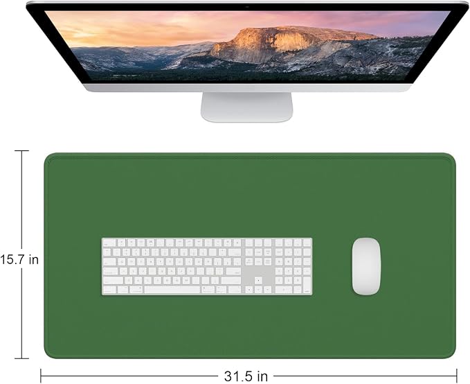 Dapesuom Large Gaming Mouse Pad, Extended Mouse Mat with Stitched Edges, Full Size Keyboard Pad with Non-Slip Base, Big XXL Computer Desk Mats for Gamer, Laptop, Office, 31.5 x 15.7in, Forest Green