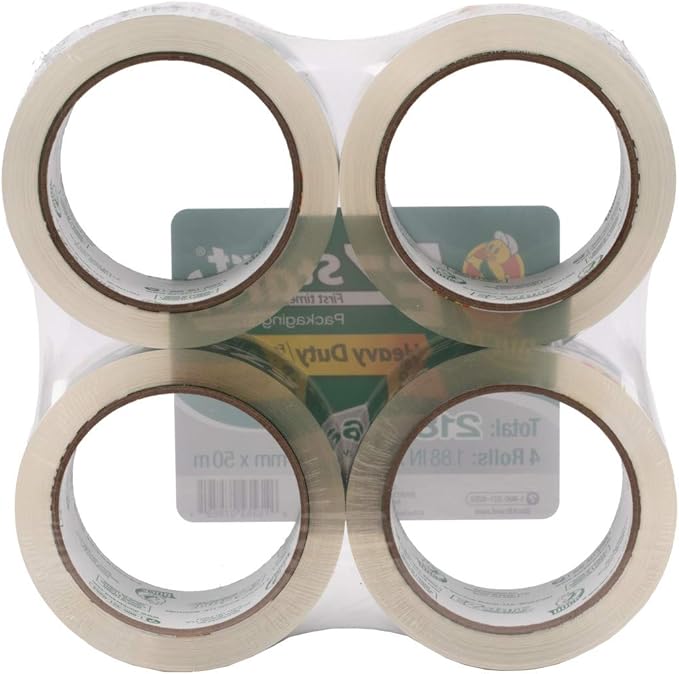 Duck Brand EZ Start Packing Tape Refill, 4 Rolls, 1.88 Inch x 54.6 Yard, Clear (280068)