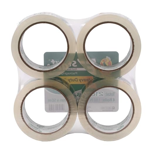 Duck Brand EZ Start Packing Tape Refill, 4 Rolls, 1.88 Inch x 54.6 Yard, Clear (280068)