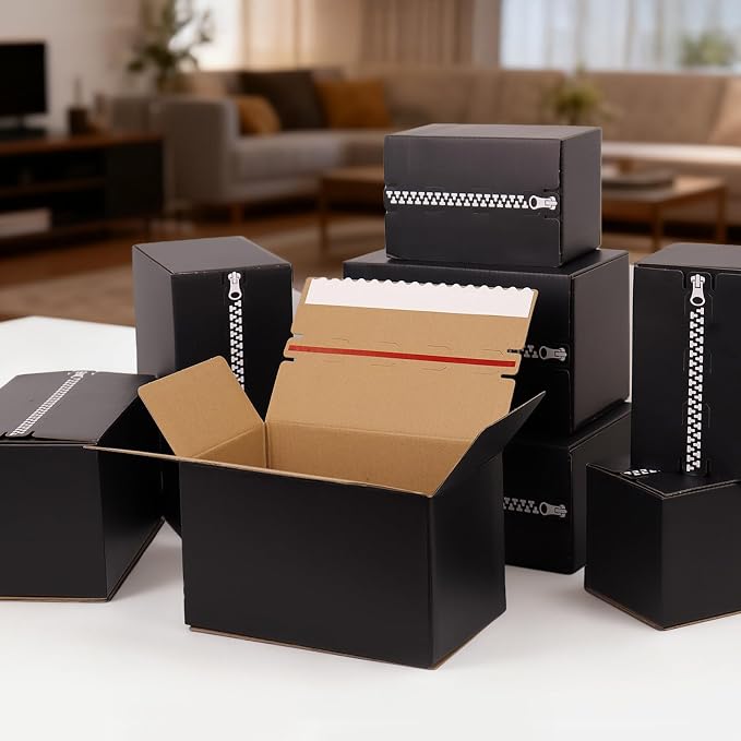 Black Small Shipping Boxes 9x4x6 Inches, 30 Pack Self-Adhesive Corrugated Cardboard Box with Zipper Tear Strip, Mailing Boxes for Packaging Small Business