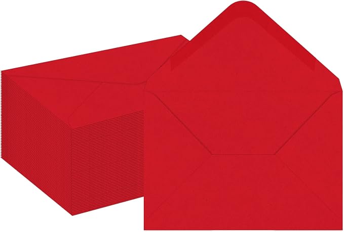100 Pack 4x6 Envelopes for invitations, Red A6 Envelopes, Photo Envelope, Used for Graduation, Wedding, Baby Shower (Red)