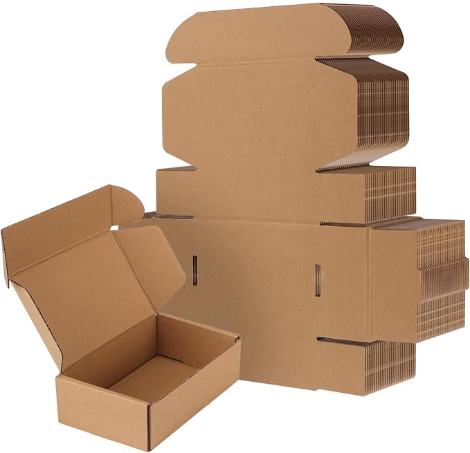 RLAVBL 6x4x2 Inches Shipping Boxes Set of 25, Brown Small Corrugated Cardboard Box, Mailer Boxes for Packing Small Business