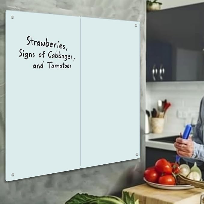 Glass Whiteboard - Glass Dry Erase Board 48" x 72" Magnetic White Board Writing Board White Boards for Walls Wall Office Home
