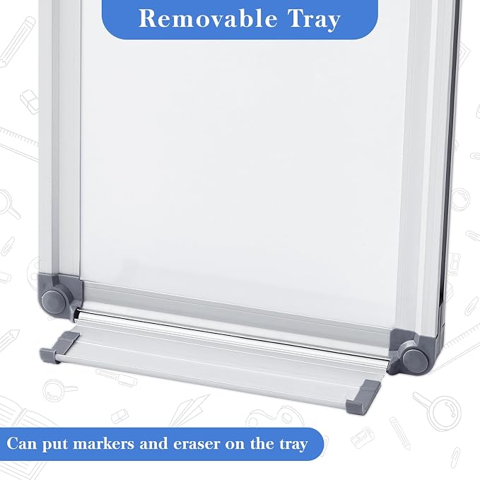 Ireer 2 Pcs Magnetic Dry Erase Board with a Tray to Do List Narrow Vertical Whiteboard for Door Wall Mounted Portable Aluminum Dry Erase Board for Home Office Kitchen Shop, 7.9" x 31.5"(White)