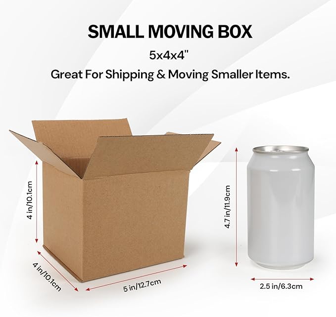 Rempry 40 Pack 5x4x4 Shipping Boxes Brown, Small Corrugated Cardboard Box for Mailing, Packaging Small Business, Kraft Mailer Boxes