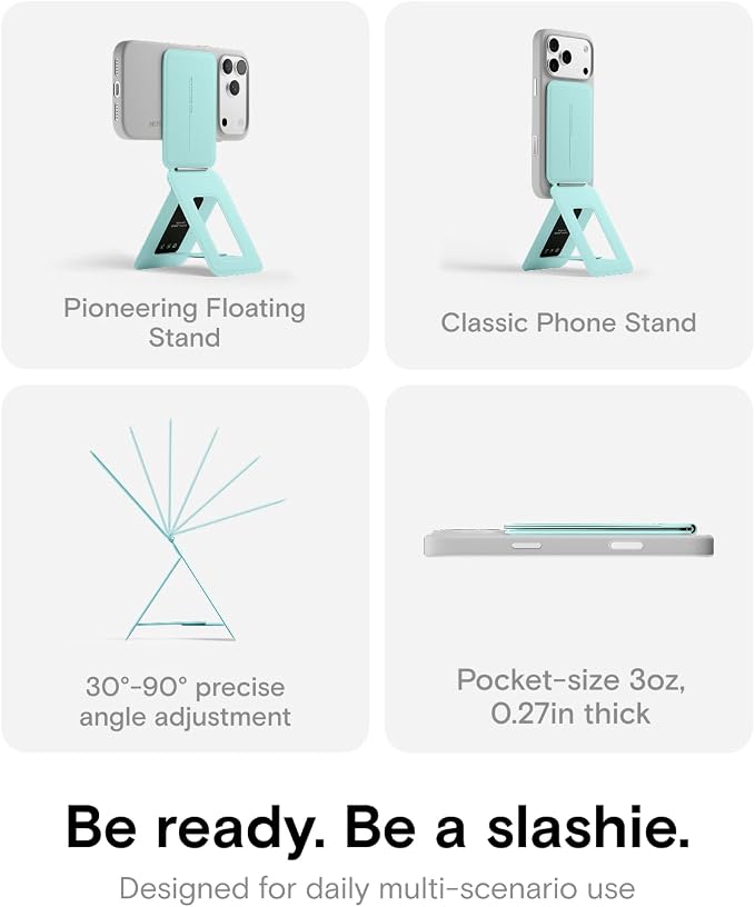 MOFT Phone Tripod Stand, Portable Selfie Stick for iPhone, Mulit-Angle | Pocket Size | Strong Magnets l MOVAS Leather | Magsafe Compatible | Easy to Charge | Stylish |For Content Creators