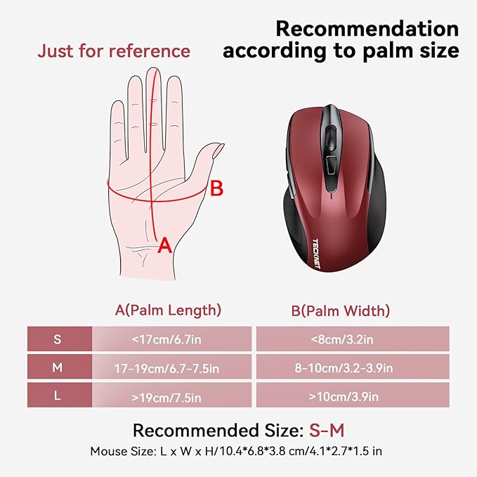 TECKNET Wireless Mouse for Laptop, Silent Mouse Quiet Click, Computer Mice Wireless, 6 Adjustable 4000 DPI Computer Mice