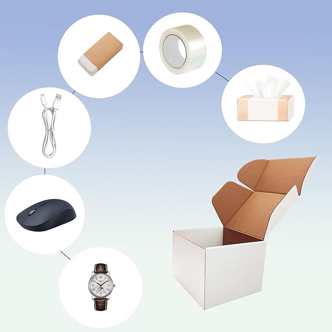6x5x4 inch Shipping Boxes Set of 25， White Corrugated Cardboard Box Mailer Boxes for Packaging Small Business Shipping，Mailing Boxes Bulk for Birthday Wedding Party Book Literature Gift Giving