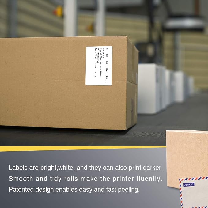 BETCKEY - 3" x 2" (76 mm x 51 mm) Thermal Labels, [10 Roll/7500 Labels] | Perforated, Strong Adhesive, Compatible with Zebra & Rollo Label Printer