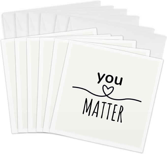 3dRose, Motivational quote you Matter with heartstring, 6 Greeting Cards with envelopes