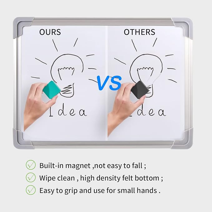 Favourde 48 Pack Magnetic Whiteboard Dry Erase Erasers for Classroom School | Whiteboard Dry Erase Erasers Chalkboard Cleansers for School Supplies and Office Classroom and Teacher Must Haves Green