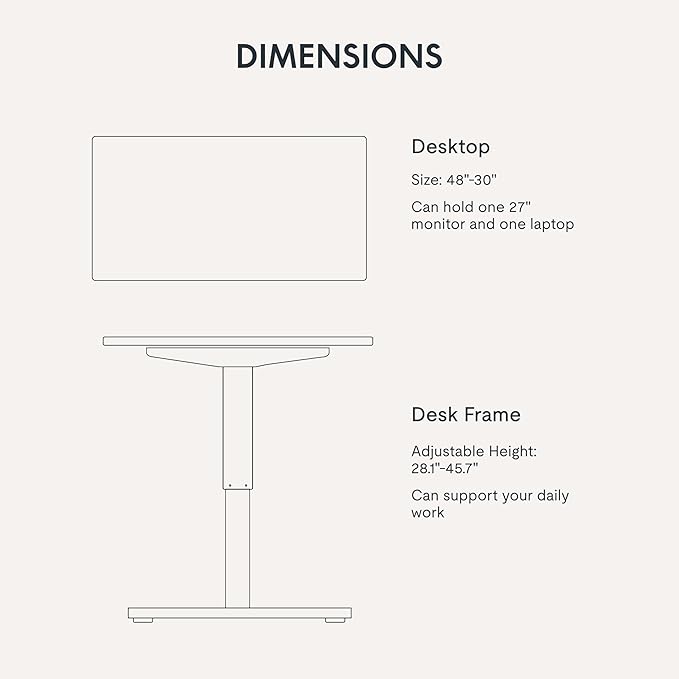 FLEXISPOT 48"x30" One-Piece Electric Standing Desk, 1" Thick Seamless Desktop for Home Office, Study & Multi-Monitor Setup, Black Walnut