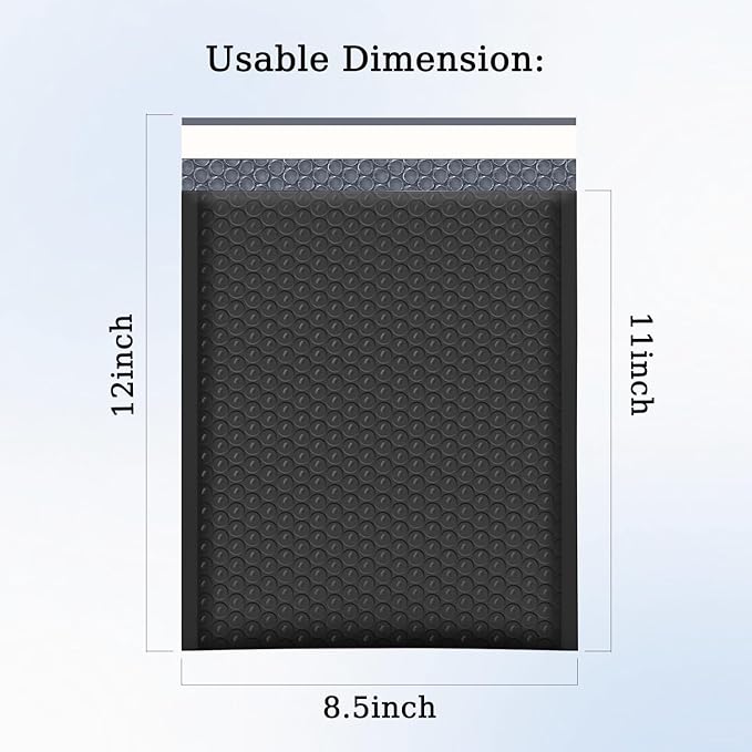 8.5x11 Inch 30 Pack Black Bubble Mailers, Waterproof Padded Envelopes, Self Seal, Strong Adhesion Bubble Envelopes, Cushioning Padded Mailers for Small Items