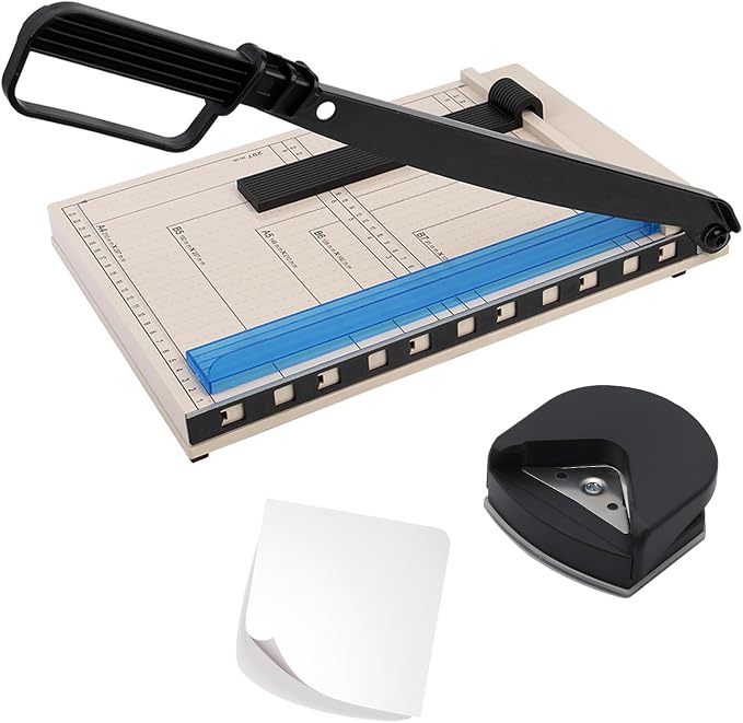 AstraLoom 12" Guillotine Paper Cutter, A4 Paper Trimmer with Titanium Blade, 12-Sheet Capacity, Corner Rounder for Cardstock, Photos, Labels, Vinyl, Scrapbooking & Crafts