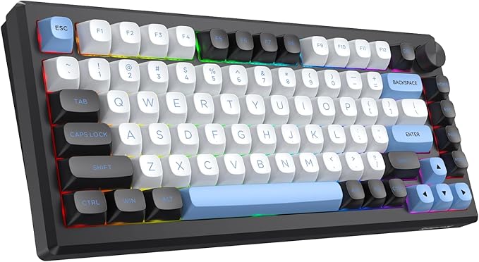 Redragon K739 Wireless Mechanical Keyboard, QMK/VIA Programmable, Anodized Aluminum Alloy, MDA Keycaps Gasket RGB Gaming Keyboard with Pre-Lubed Switches, 75% Tri-Mode Hot Swappable for PC Mac