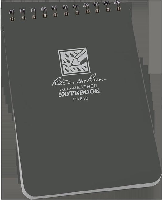 Rite in the Rain Weatherproof Top Spiral Notebook, 4" x 6", Gray Cover, Universal Pattern (No. 846)