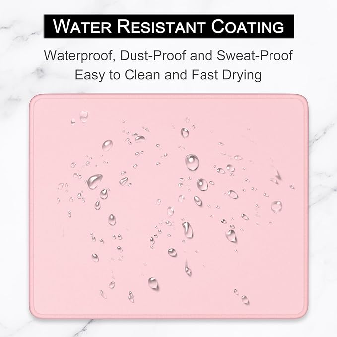 Hsurbtra Mouse Pad, Premium-Textured Square Mousepad 10.2 x 8.3 Inch, Stitched Edge Anti-Slip Waterproof Rubber Pretty Cute Computer Mat for Office Gaming Laptop Women Kids Pink