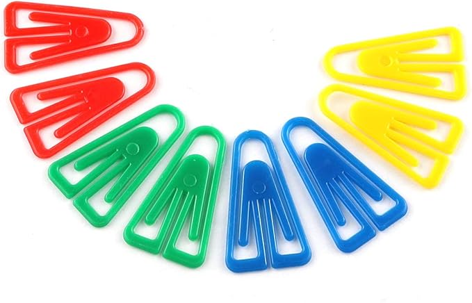 E-outstanding 200pcs Plastic Paper Clips 35mm Long Mixed Color Triangle Clips