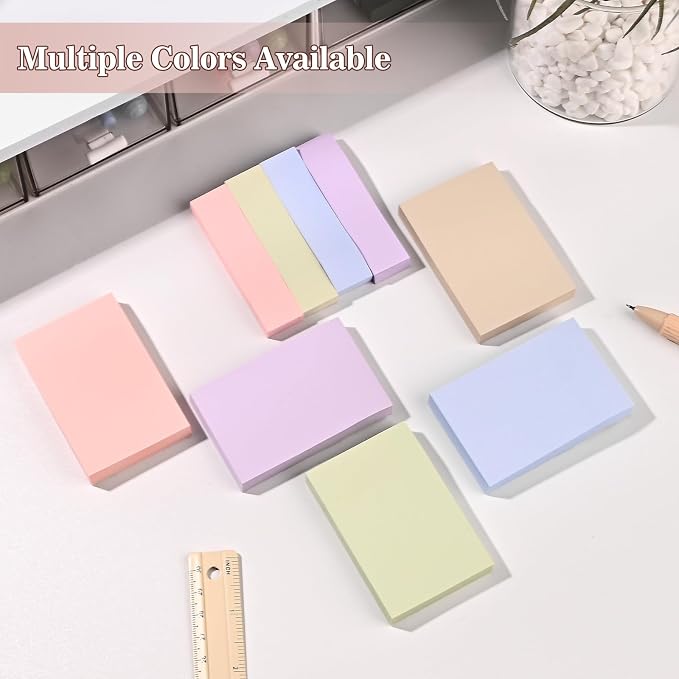 BAYTORY 6 Pads Pastel Sticky Notes, Small Self-Stick Note (3x2 & 3x0.7 in) | Index Tabs Easy to Post for School Office Notebook