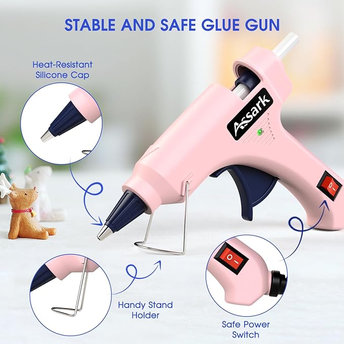 Hot Glue Gun Kit with 30 Glue Sticks, Fast Preheating Hot Melt, High Temp for School Crafts DIY Arts and Quick Home Repairs,20W