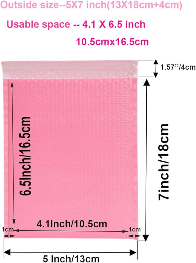 Small Poly Bubble Lined Mailers Padded 24 Pack 5x7 Inches 4 Colors (Pink Green Black Light Pink) Shipping Envelopes Self Seal Mailer Waterproof, Shockproof and Dustproof (4 color - 5x7 Inches-24pcs)