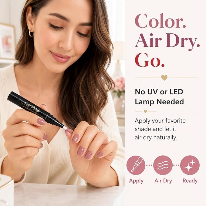 6 Colors Nail Polish Pens, Quick Dry Water-Based Nail Polish Pen for Women | One Step Gel Nail Polish Pens, Nail Pens No UV Lamp,Nail Color for Women Beginners DIY Manicurer