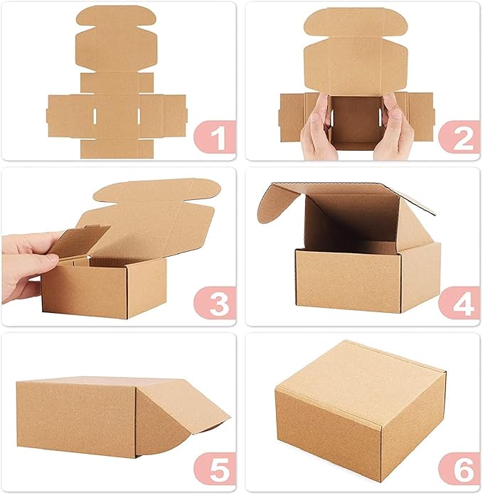 7x6x3 inch Shipping Boxes Pack of 25, Brown Corrugated Cardboard Mailer Box | Kraft Mailer Box for Packaging and Shipping Small Business, DIY Cardboard Mailing Box for Birthday Wedding Party Gift Giving