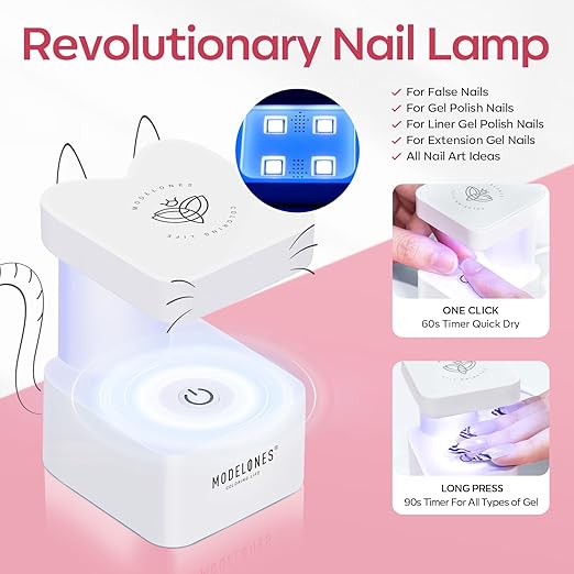 modelones X Nail Gel Kit Almond,510Pcs Nail Tips Solid Glue Prep Dehydrator & Mini U V LED Light Clipper, Upgrade 15Sizes Medium Almond Press on Tips Etch for Easy Extension DIY Women Gift