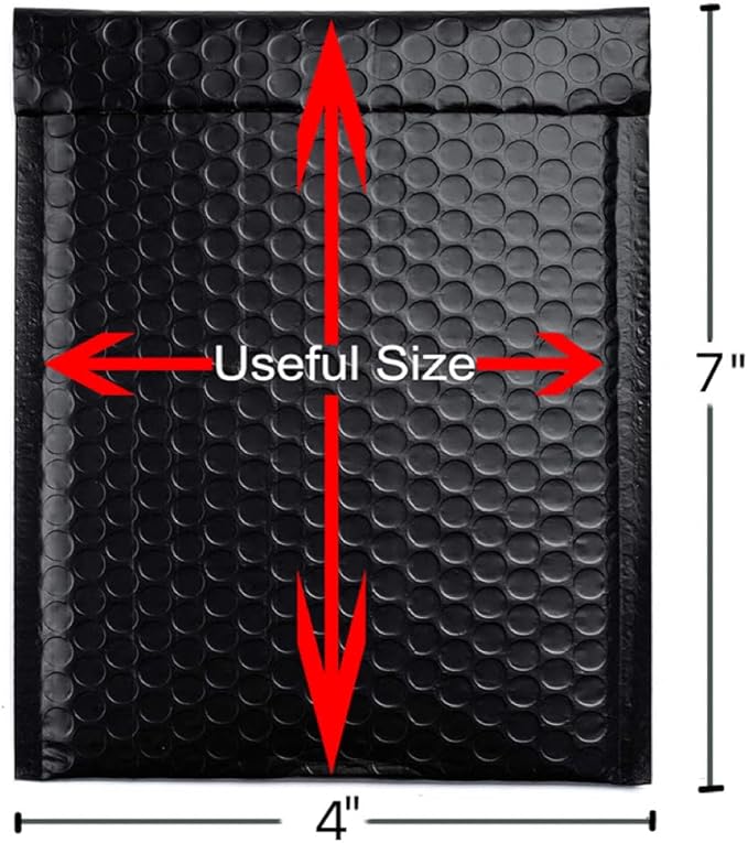 FCLMHD Poly Bubble Mailers 4x8 inch 200pcs Waterproof Envelopes Shipping Envelopes Bags Black Padded Bubble Envelopes for Shipping/Packaging/Mailing Self-Seal (200, 4x8)