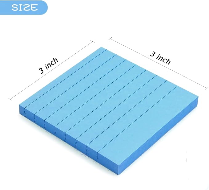 Early Buy Lined Sticky Notes 3x3, 6 Bright Colors, 6 Pads, 100 Sheets/Pad | 6 Bright Colored Lined Sticky Pads, Self-stick Repositionable Design, Great for lists, Memos, and Daily Organization