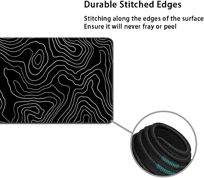 Desk Mat, Large Gaming Mouse Pad with Wrist Rest, 4 in1 XXL Mouse pad+Keyboard Wrist Rest+Mouse Pad Wrist Support+Cup Coaster Set, Ergonomic Desk Pad for Home Office, Topographic Line