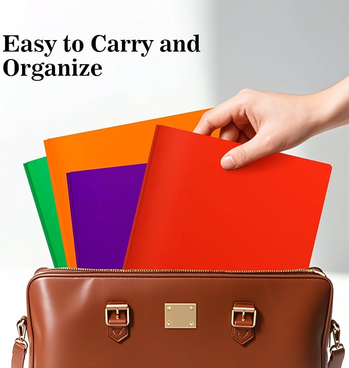 24-Pack Plastic Folders with Pockets and Prongs,2-Pocket Folders with 3 Fasteners, Holds 8-1/2" x 11" Paper for School/Office/Home, Red