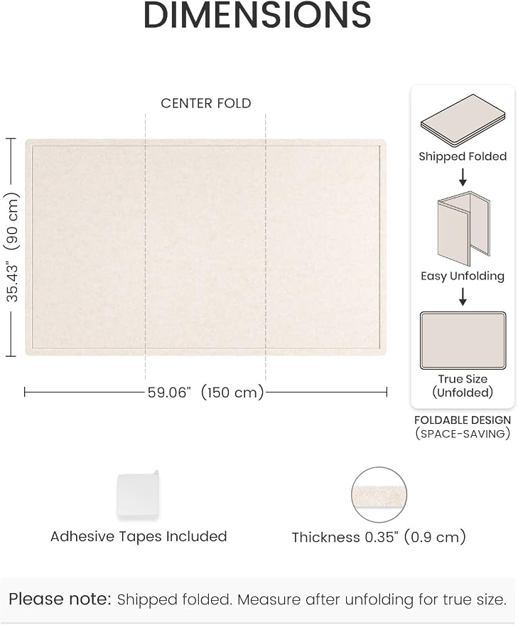 Fluxynara 59" x 35.4" Large Bulletin Board, Oatmeal | Cork Board Alternative with 24 Removable Adhesive Tabs, Foldable Felt Pin Board for Home, Office, Classroom & Dorm