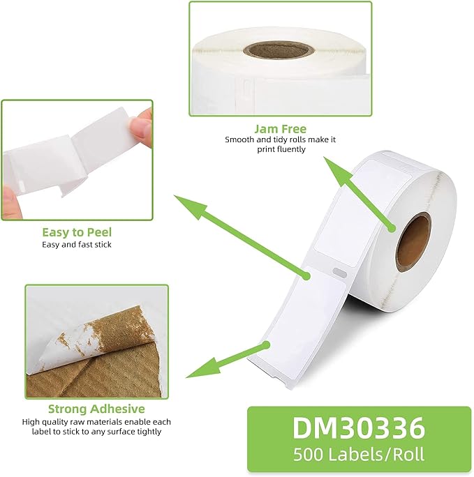 Compatible 1" x 2-1/8" Multipurpose Direct Thermal Labels Replacement for DYMO 30336 Barcodes Address Postage, Compatible with Rollo, DYMO 4XL & Zebra Printers (12 Rolls, 500 Labels/Roll)