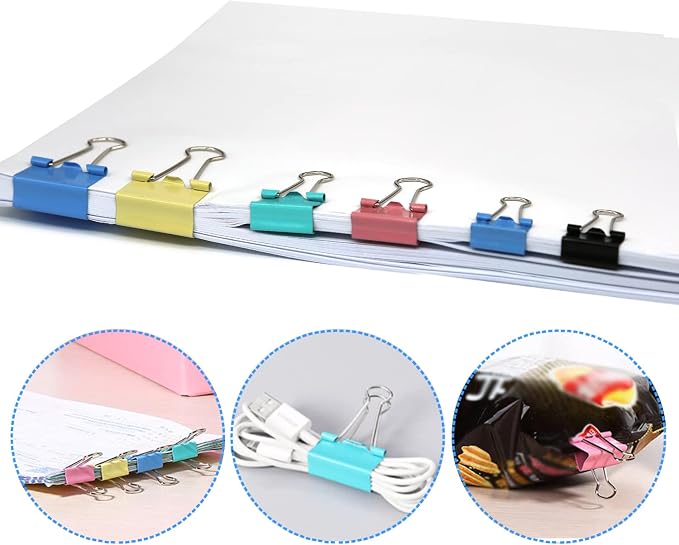 Paper Clips Binder Clips, 340 Assorted Size Paper Clip and Binder Clip Set | Assorted Color Large Medium Small Binder Clips and Paper Clips Set for Home School Office Use, Packaged in a Box