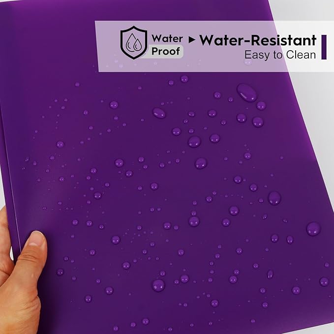 24-Pack Plastic Folders with Pockets and Prongs,2-Pocket Folders with 3 Fasteners, Holds 8-1/2" x 11" Paper for School/Office/Home, Purple