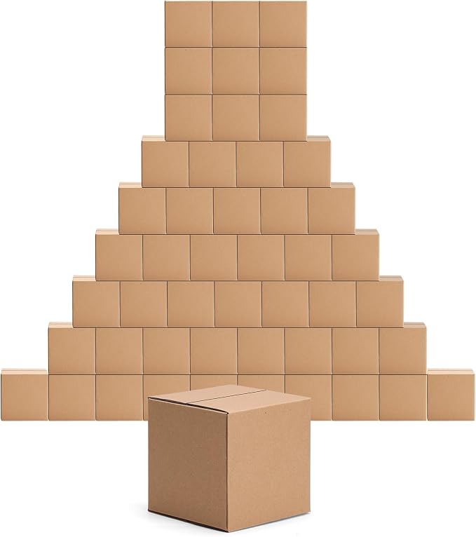 Edenseelake 50 Pack 4x4x4 inches Shipping Boxes Corrugated Cardboard Boxes for Packing, Moving, Mailing, Brown