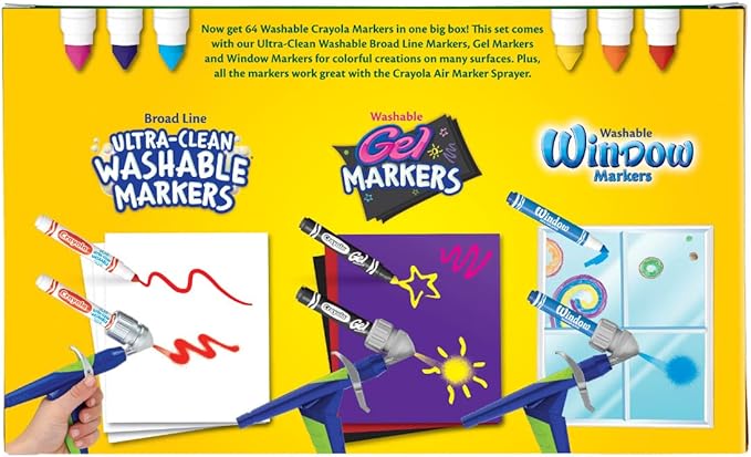 Crayola Washable Broad Line Marker Variety Set (64ct), Easter Basket Essentials, Toddlers & Kids, Ultra-Clean, Window, & Gel FX Markers for Kids, 3+