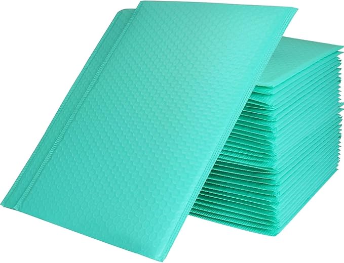 Poly Bubble Mailers 10x13 inch Mailing Envelopes Bubble Padded Waterproof Self Seal Padded Envelopes with Strong Self-Adhering Pack of 25 (Teal)