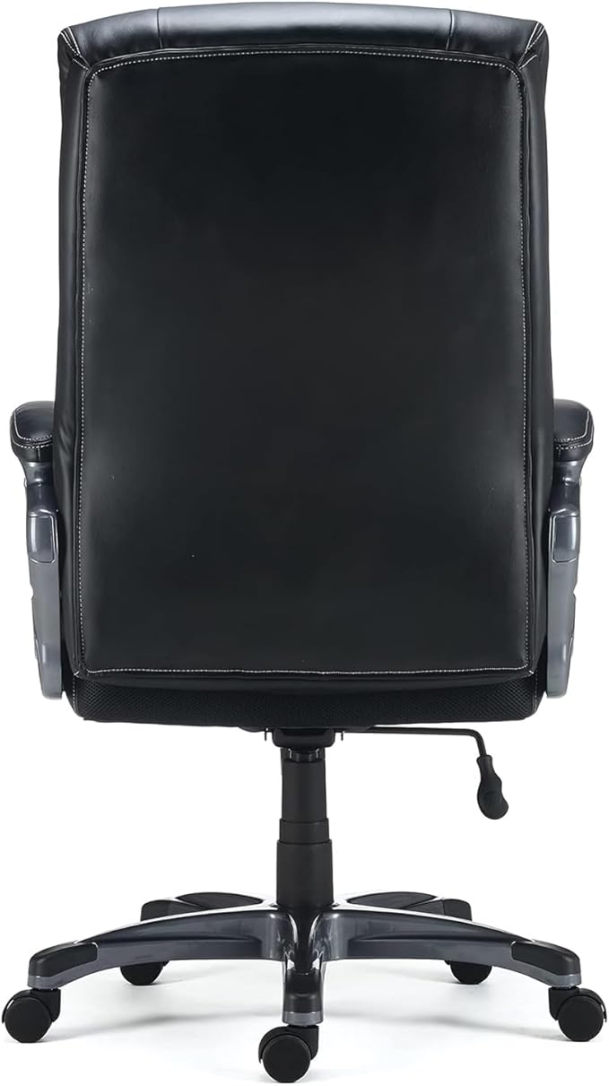 STAPLES Lockland Ergonomic Managers Office Chair, Big & Tall Cushioned, Adjustable Height, Metal Frame, Bonded Leather, for Workspace, Home, or Gaming, Black