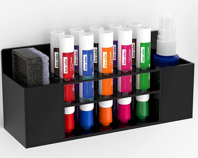 HBlife Acrylic Magnetic Dry Erase Marker Holder for Whiteboard, Wall Mount 10 Slots Magnet Pen Pencil Holder for Fridge Refrigerator, Locker Organizer Accessories for School Classroom Office, Black