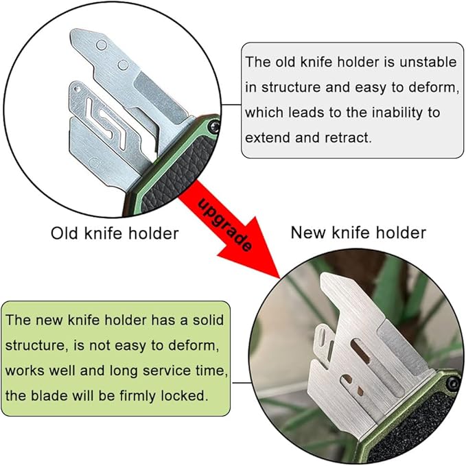Caresolove Utility Knife Quick Exit Button, EDC Double Action Automatic Knife Push Button, Boxcutter Retractable With Clip, Auto Out The Front Box Cutter With 5PCS Replacement Blades