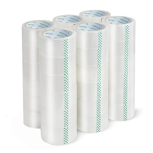36 Rolls Clear Packing Tape, 2.7mil, Packaging Tape for Moving Boxes, Shipping, Office and Storage, Commercial Grade Carton Sealing Adhesive Industrial Tape, 2" x 65 Yards, 3 inch Core