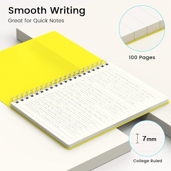 BEYONG Spiral Journal Notebook - 2 Pack Small Size, Lined Journals for Writing, Journaling, Note Pad, Diary, Work & School, Men & Women (Black, 5x7)