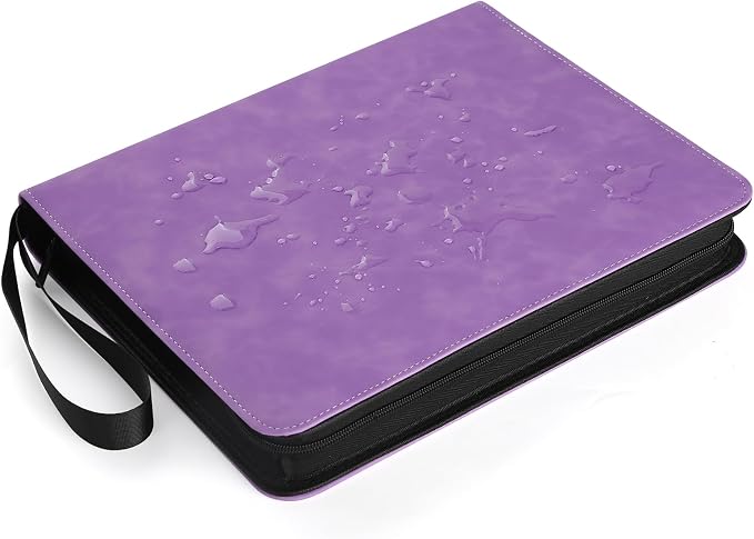 GERMUN 3 Ring 9 Pocket Zipper Card Binder, 720 Double Sided Standard PU Trading Card Album Folder for TCG & Sports Cards, Not Fit Top Loaders (Light Purple)