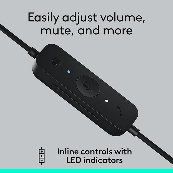 Logitech H570e USB Headset with Microphone for PC and Mac, USB-C Wired Headset with Stereo Sound, Noise-Canceling Mics and Inline Controls, Certified for Microsoft Teams, Black