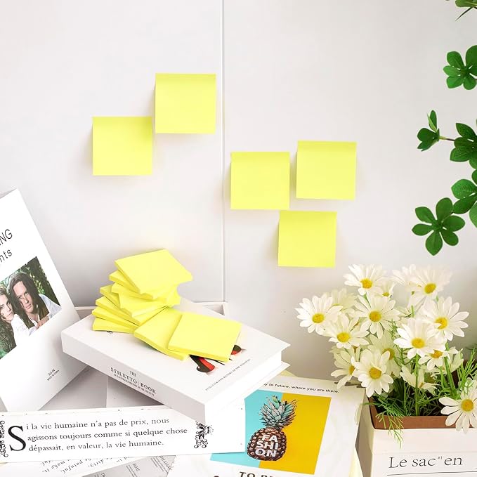 (20 Pads) Sticky Notes 3x3 Inches, Yellow Colors Self-Stick Pads | Easy to stick for Home, Office, Notebook