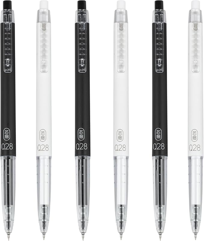Gel Pens 0.28mm Extra Fine Point Pen, Black Ink, Ball Point Pen for School, Office, Stationery Supplies 6 Packs