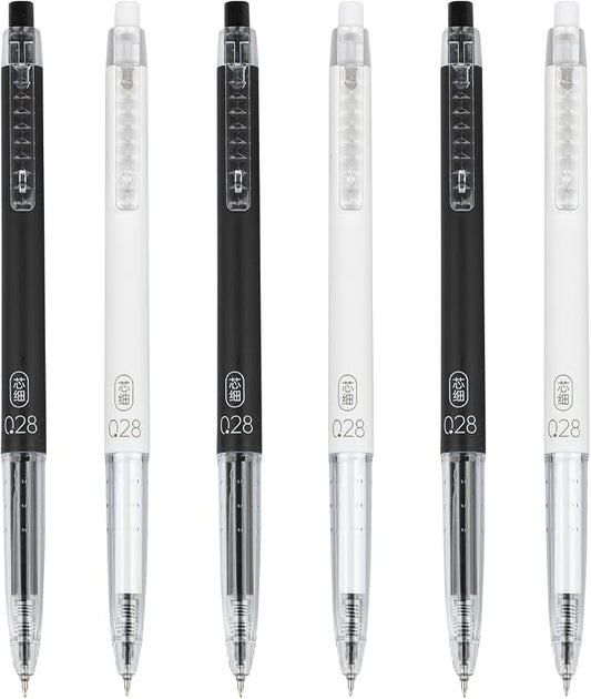 Gel Pens 0.28mm Extra Fine Point Pen, Black Ink, Ball Point Pen for School, Office, Stationery Supplies 6 Packs