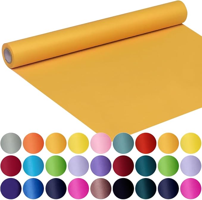 SMART&CASUAL 17.8" x 760" (63') Orange Kraft Craft Paper Roll for Gift Wrapping Bulletin Board Bouquet Flower Kids Art Packing Parcel Table Covering 80GSM 55LB (Orange, 17.8" x 63')